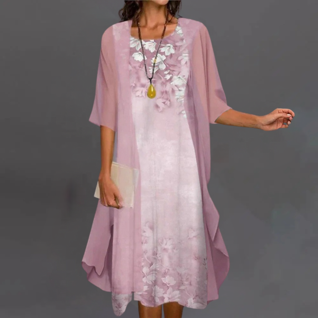 Irena | Elegantní květinový set – šaty & cardigan