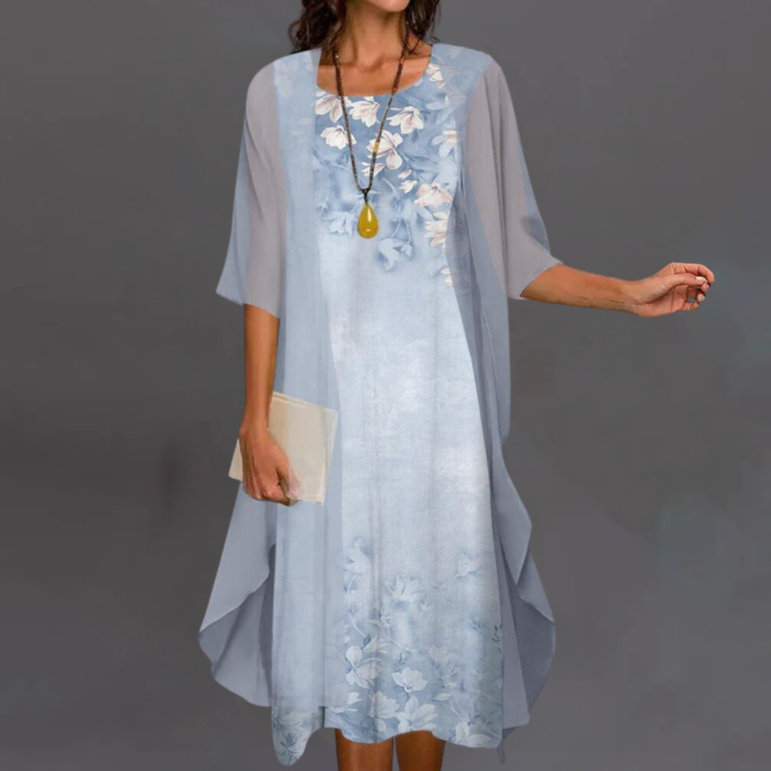 Irena | Elegantní květinový set – šaty & cardigan
