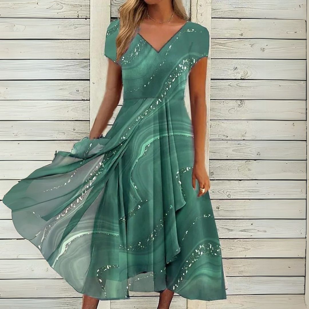 Londýn | Elegantní midi šaty s véčkem