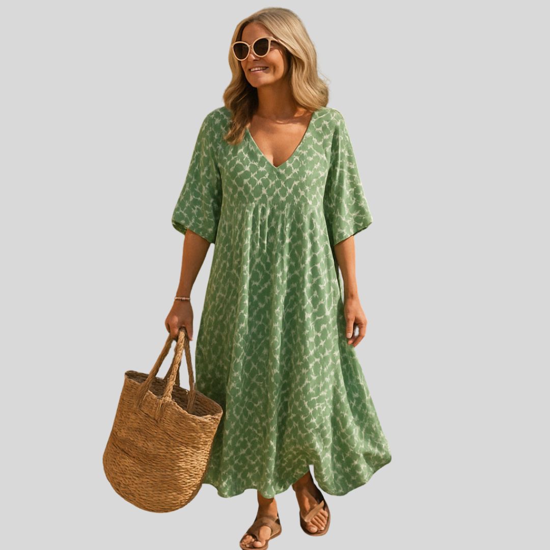 Libuše | Lehoučké boho maxi šaty s geometrickým vzorem