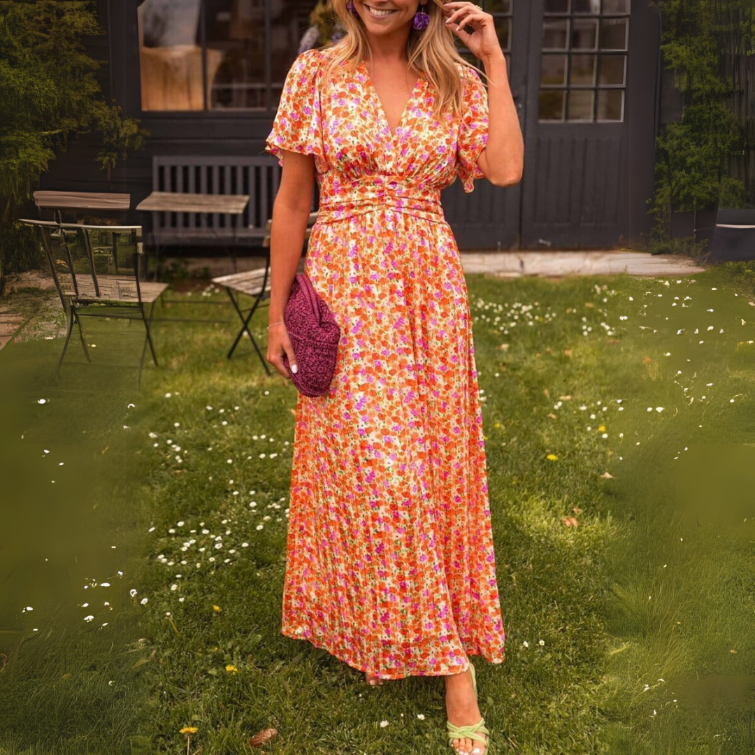 Laura | Elegantní maxi šaty s véčkovým výstřihem