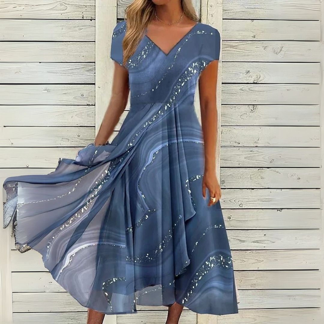 Londýn | Elegantní midi šaty s véčkem