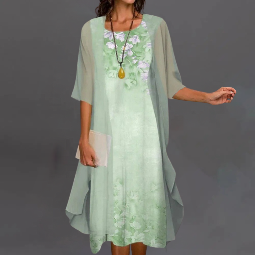 Irena | Elegantní květinový set – šaty & cardigan