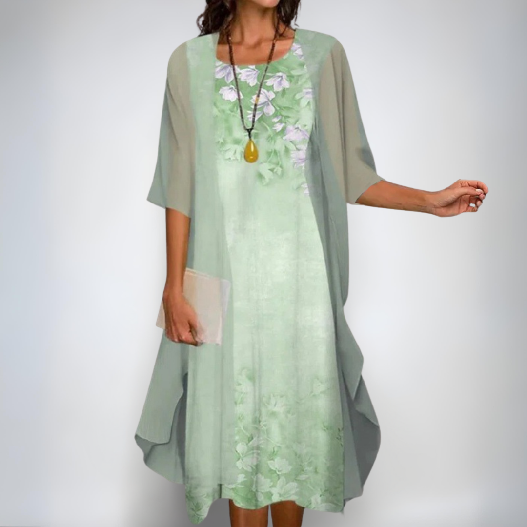 Irena | Elegantní květinový set – šaty & cardigan