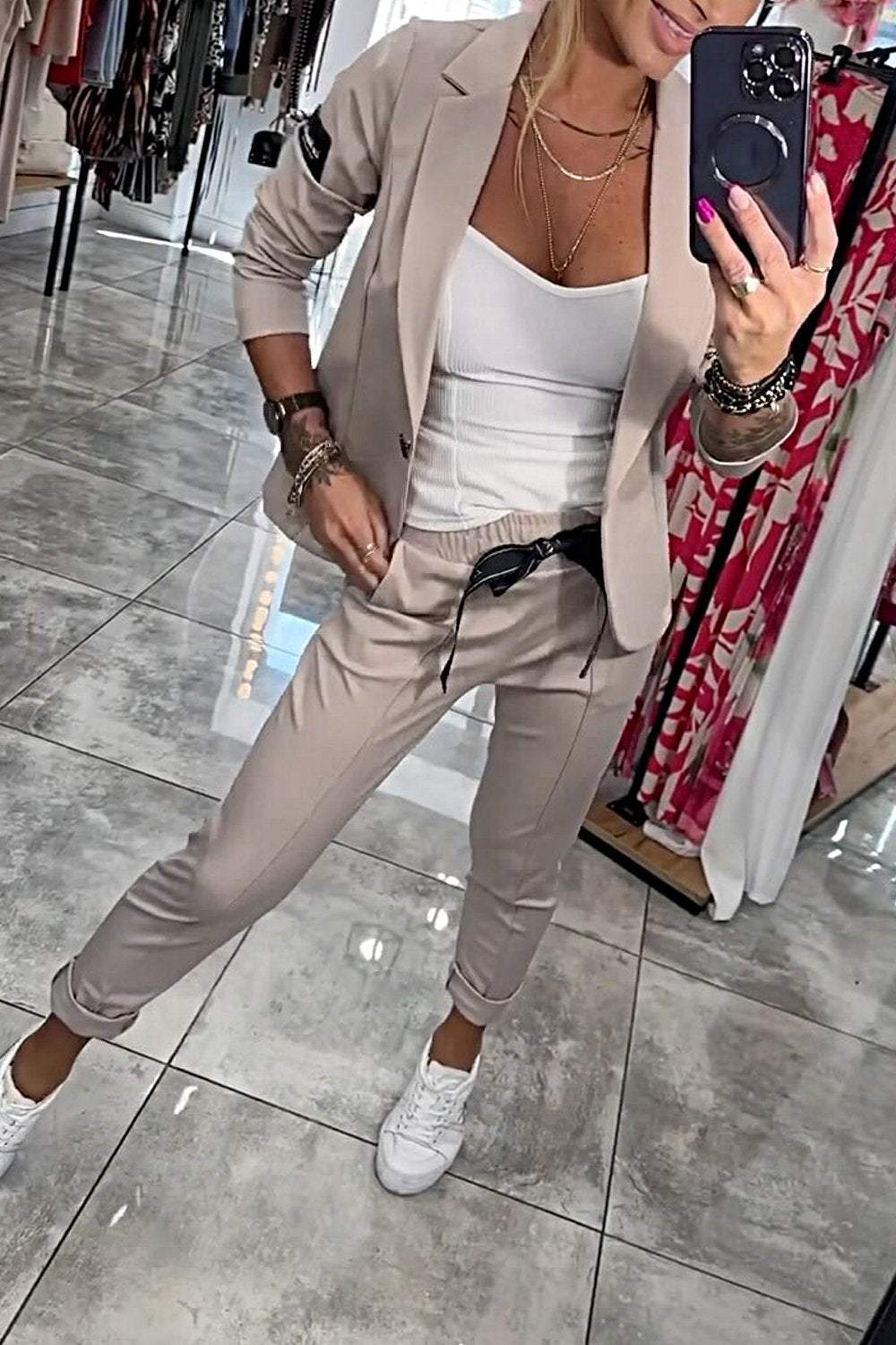 Moxie | Dvoudílný dámský set top s bundou a gumou